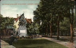 Soldiers & Sailors Monument Jackson, MI Postcard Postcard