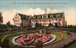 St. Luke's Hospital, Showing Sunken Garden Spokane, WA Postcard Postcard