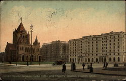 Copley Square, showing Plaza Hotel and Trinity Church Postcard