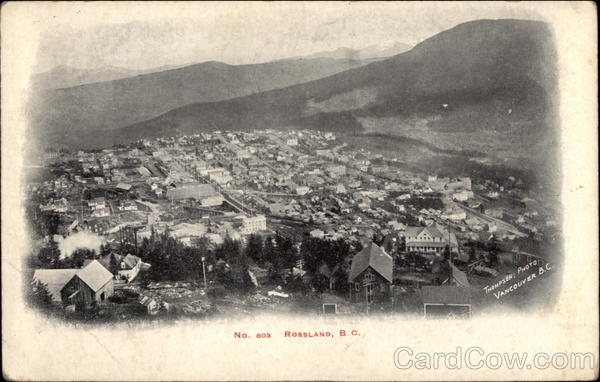 Aerial View of Town Rossland BC Canada British Columbia
