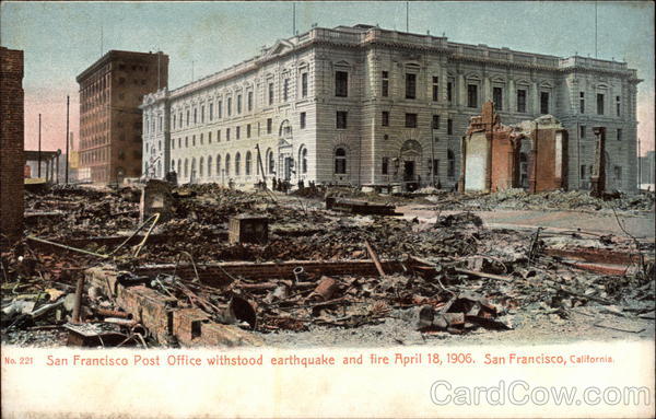 San Francisco Post Office withstood earthquake and fire April 18, 1906 California
