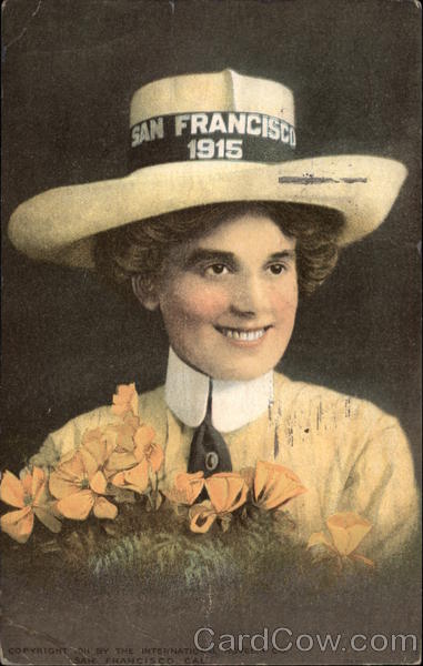 Woman Wearing San Francisco Exposition Hat 1915 1915 Panama-Pacific Exposition
