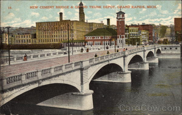 New Cement Bridge & Grand Trunk Depot Grand Rapids Michigan