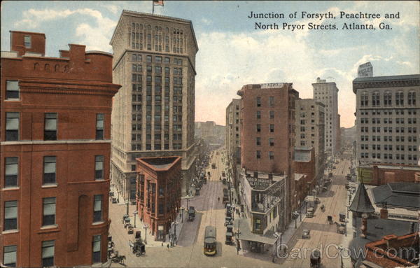 Junction of Forsyth, Peachtree and North Pryor Streets Atlanta Georgia