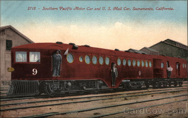 Southern Pacific Motor Car and U. S. Mail Car Sacramento California