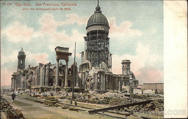 City Hall after the earthquake April 18, 1905 San Francisco California