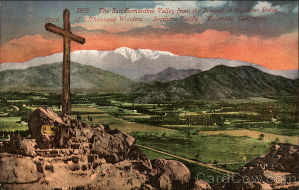 The San Bernadino Valley from the Summit of Rabidoux Drive Riverside California