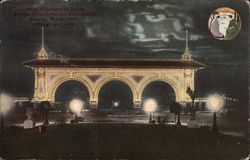 Main Entrance at Night, Alaska Yukon, Pacific Exposition Seattle, WA Postcard 