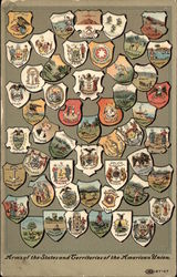 Arms of the States and Territories of the American Union Postcard