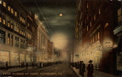 Fifth Avenue at Night Pittsburgh, PA Postcard Postcard