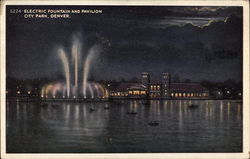 Electric Fountain and Pavilion, City Park Denver, CO Postcard Postcard