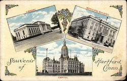 Library, Municipal Building, Capitol Postcard
