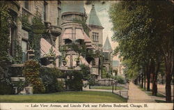 Lake View Avenue, and Lincoln Park near Fullerton Boulevard Chicago, IL Postcard Postcard