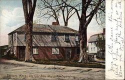 The First Shoe Shop in New England Postcard