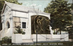 Grave of Millmore (Sculptor) - Forest Hills Boston, MA Postcard Postcard