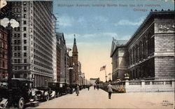 Michigan Avenue, Looking North from the Art Institute Chicago, IL Postcard Postcard