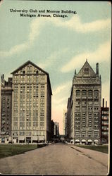 University Club and Monroe Building, Michigan Ave Postcard