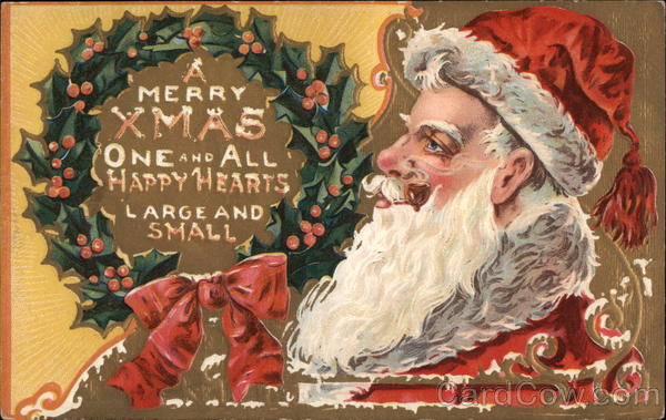 Santa Claus and a wreath