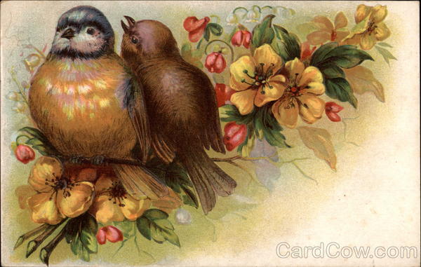 Two Birds on a Sprig of Flowers