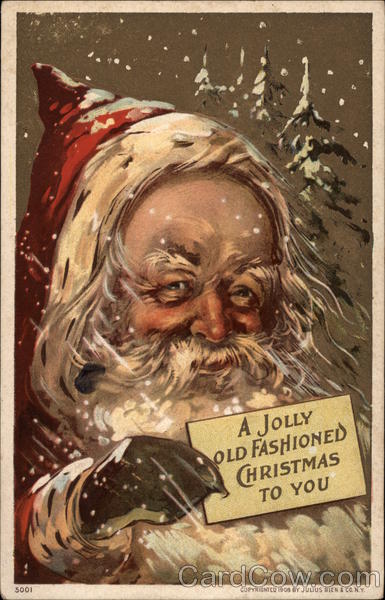 Santa Claus Holding Sign in Snow