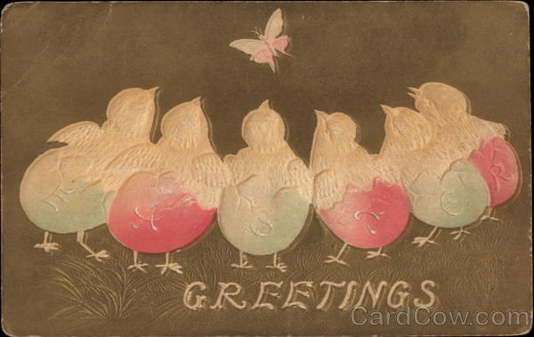 Easter Greetings - Chicks and Butterfly Airbrushed