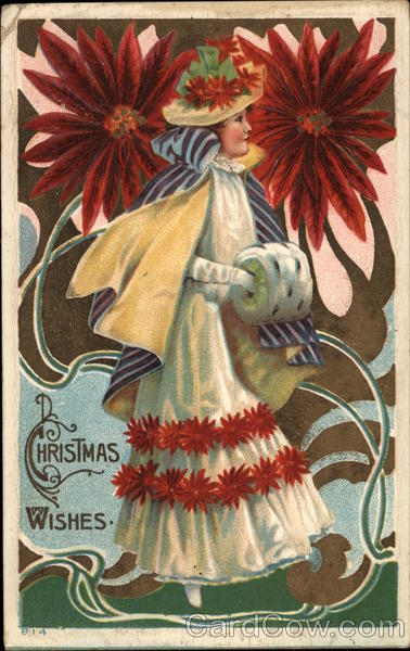 Christmas Wishes - Woman with Poinsettia