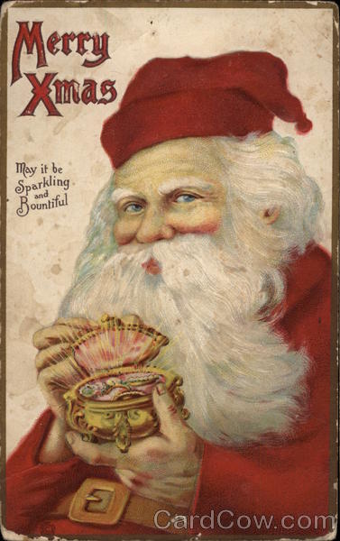 Santa Claus holding a jewelry box