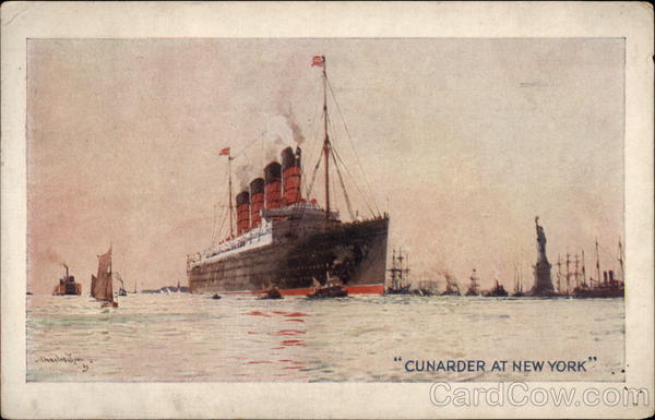 Cunarder at New York Harbour Steamers