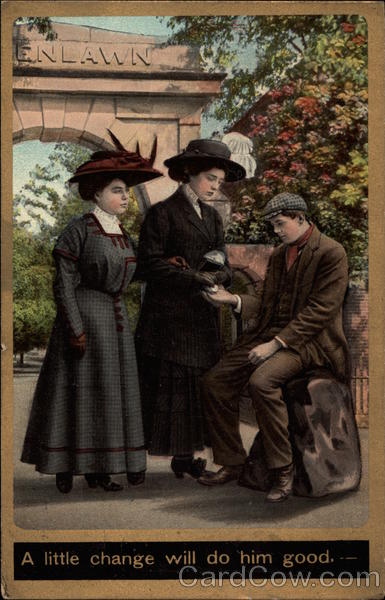 Two Women Giving Change to a Youth