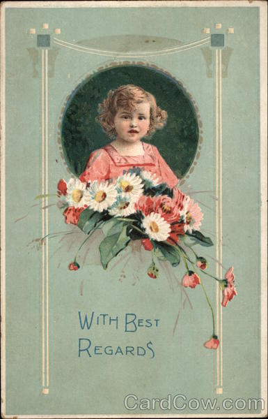 Little Girl Holds Bouquet of Flowers Girls