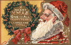 Santa Claus and a wreath Postcard