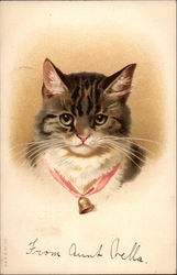 Cat With Bell Round Neck Postcard
