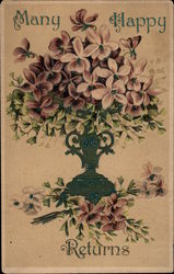 Many Happy Returns - Vase of Violets Postcard