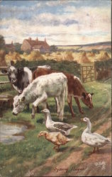 Farm Scene with Cows and Geese Farm Scene with Cows and Geese
