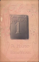 A Happy New Year - January 1 Postcard