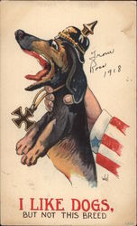 I Like Dogs, But Not This Breed World War I Postcard Postcard