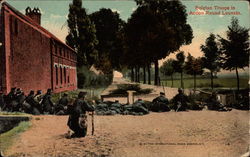 Belgian troops in action round Louvain Postcard