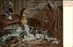 Scene at Abbotsford - Hunting Dogs Postcard