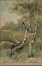 Loving Christmas Wishes - Rural Scene Postcard