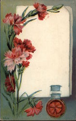 Red Flowers and a Blank Sheet of Paper Postcard