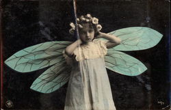 Girl with green fairy wings Postcard