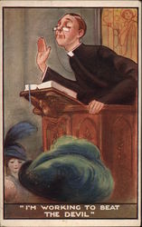Priest wearing spectacles at the pulpit Postcard
