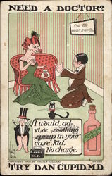 Need a Doctor? Try Dan Cupid, M.D Comic Postcard 