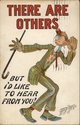 Man in Plaid Suit with Cane Postcard