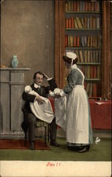 Father with Two New Babies Postcard