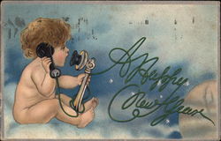 Happy New Year - Baby with Telephone Postcard
