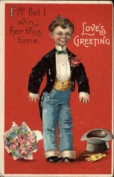 Love's Greeting; I'll bet I win her this time Postcard