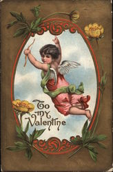 Cupid with Bow Flies in the Sky Postcard