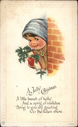 Jolly Christmas Greetings Children Postcard Postcard