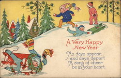 Children playing in the snow Postcard